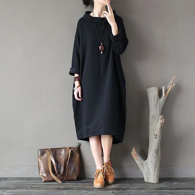 Женское платье новинка 2017 модное весенне осеннее свободное Повседневное макси с