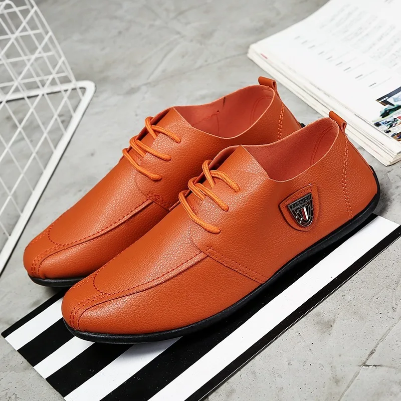 Fooraabo New 2018 Black Men Casual Shoes Leather Summer Breathable Luxury Brand Flat For Lace-up Adult Male | Обувь