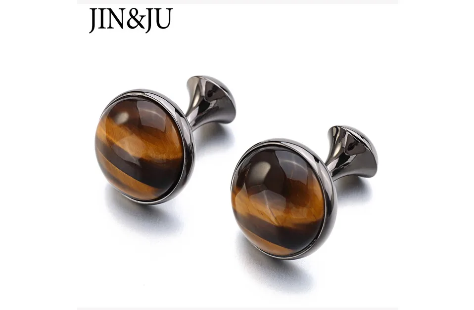 JIN& JU красивый натуральный глаз тигра камень& Золотая сетка запонки модные мужские французские манжеты рубашки запонки для мужчин