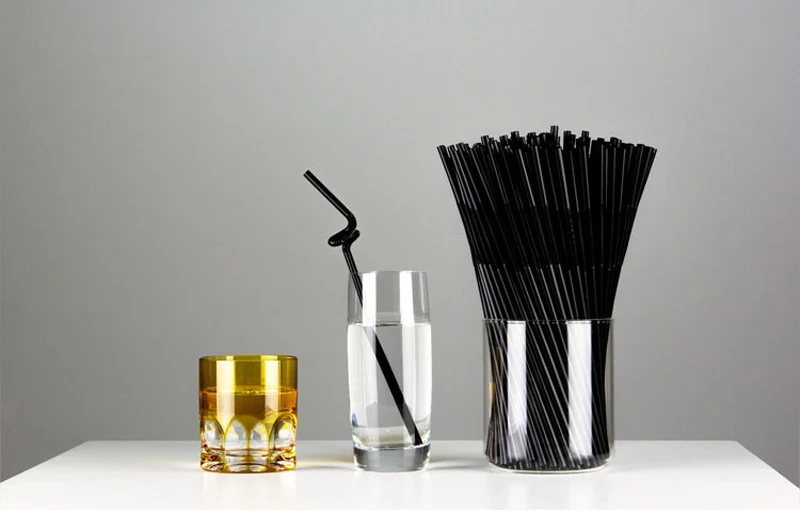 100 шт. изогнутая пластиковая соломинка для питья Черная Женская праздника