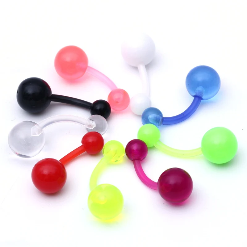 200 шт. оптовая продажа гибкие УФ акриловые пупка кольцо Смешанные цвета кольца