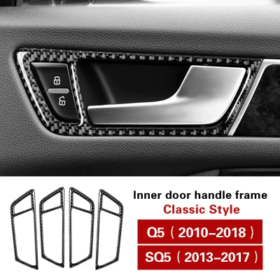 Inner door handle Автомобильные аксессуары для интерьера из углеродного волокна, автомобильные дверные ручки, накладки на дверные чаши, наклейки на панели, наклейки для Audi Q5 SQ5, автомобильный Стайлинг - Название цвета: Inner door handle