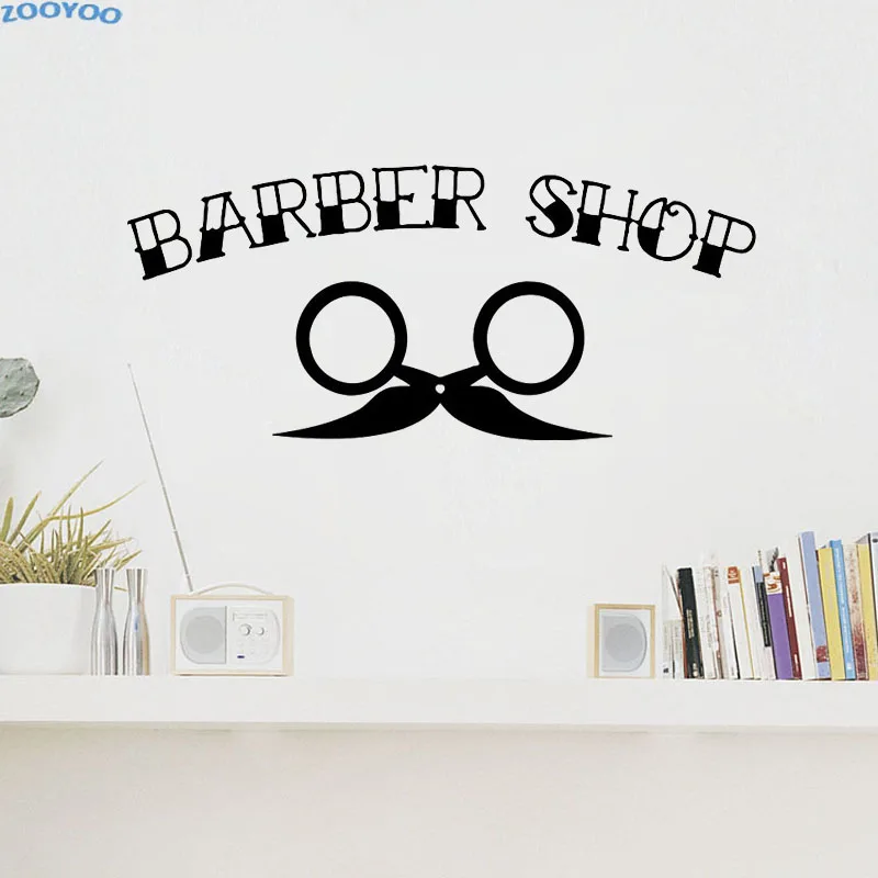 

ZOOYOO Barbershop Wall Sticker Hairdressing Salon Logo Wall Decal Hairstyles Home Decor Wall Art Vinyl Murals