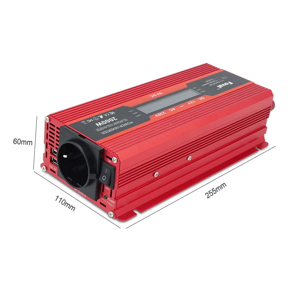 ЖК-дисплей 1500 Вт/2000W2600W домашний/выход 12 В постоянного тока 230 В Модифицированная синусоида ЕС розетка адаптер двойной 3.1A USB автомобильный инвертор питания