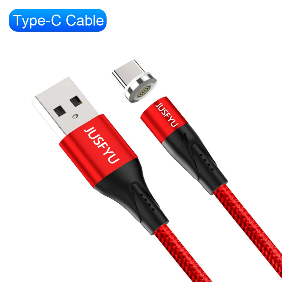 Red For Type C Магнитный кабель, 1 м, 3 А, для быстрой зарядки, магнитный Micro USB и type-C кабель для синхронизации данных, кабели для телефонов, быстрая зарядка, магнитный кабель для зарядки - Цвет: Red For Type C