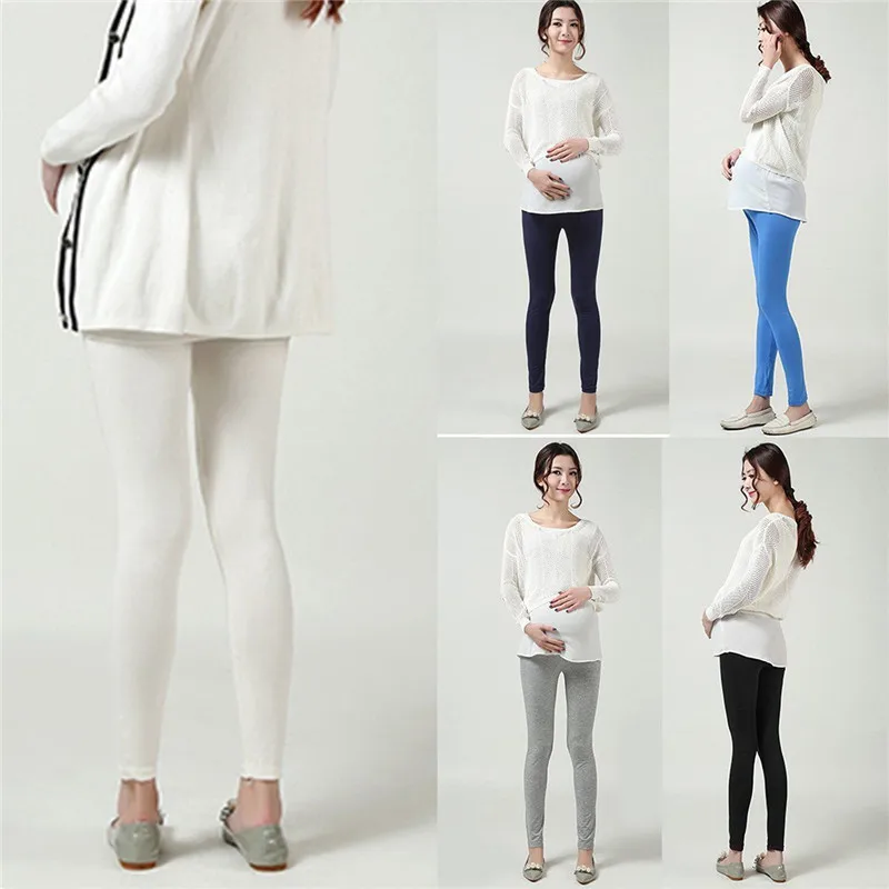 Мягкие регулируемые Леггинсы для беременных женщин Тонкие штаны однотонные