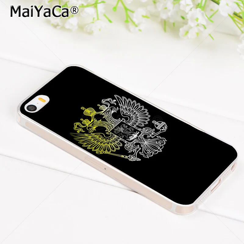 Прозрачный мягкий чехол MaiYaCa из ТПУ с русской эмблемой для телефона iPhone 8 7 6 6S Plus XS