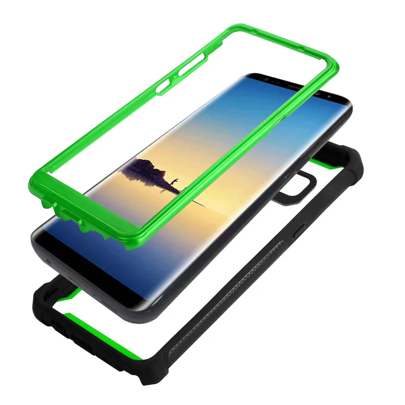 Беспроводная зарядка Модный Цветной двухцветная строчка samsung s8 s9 s10 Plus s10lite note9 PU силиконовый защитный чехол 360 градусов