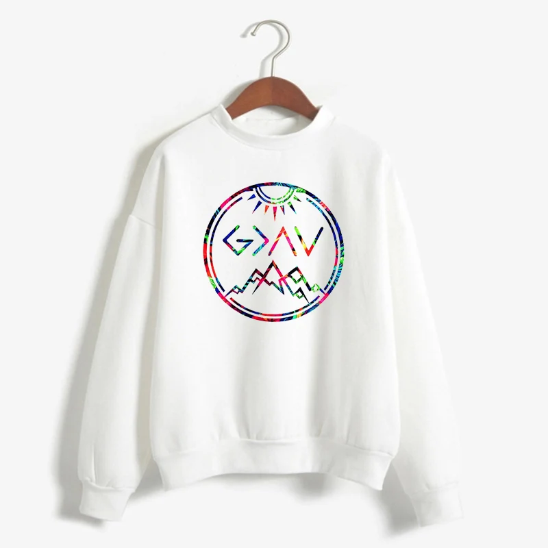 Бог больше, чем высокие и низкие толстовки для женщин Повседневное Crewneck Толстовка Pullvoers свободные пот Femme костюмы