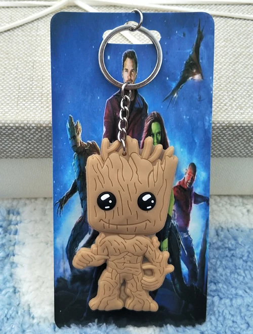 see chart Guardiers Groot аниме-брелок для ключей пвх фигурный брелок милые игрушки брелок держатель для ключей подарок на день рождения унисекс - Цвет: see chart