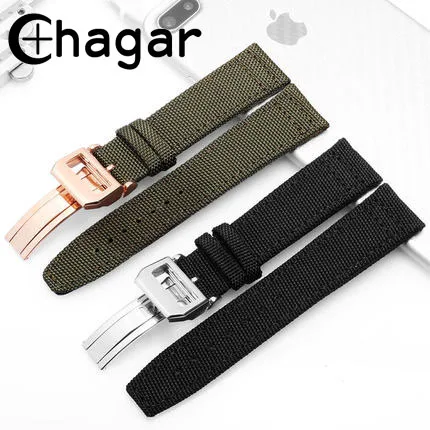 Fashion Breathable Watch Straps For Iwc watch Woven Nylon Canvas Durable Sport Padded Watch Strap comfortable Leather 20mm 22mm