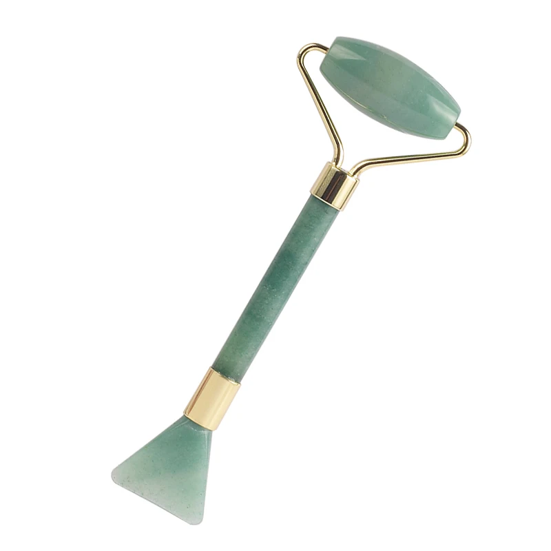 green aventurine Дизайн, Нефритовый ролик для лица, Кисть для макияжа, натуральный кристалл, камень, массажер для тела, против морщин, целлюлит, подтяжка лица, уход за кожей - Цвет: green aventurine