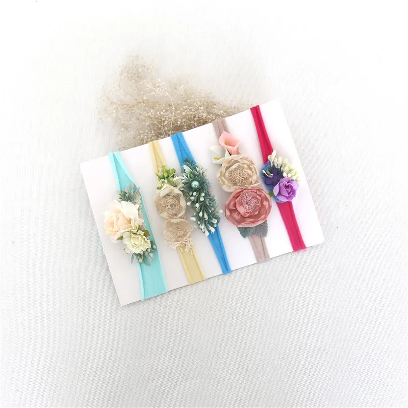 Повязка на голову для новорожденных серый головной убор с перламутровым узором