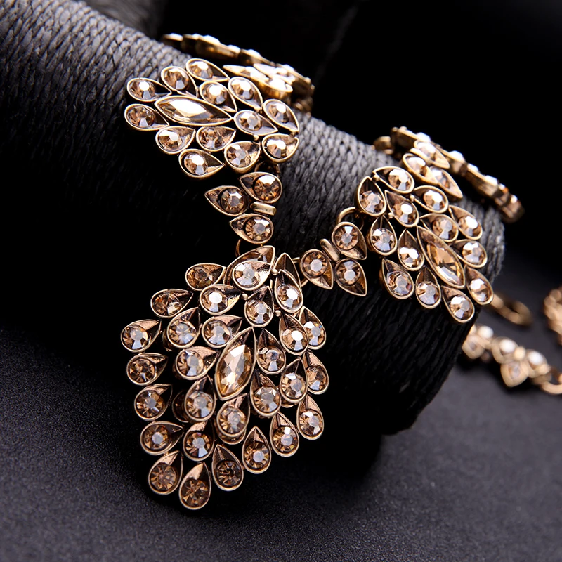 Женское Ожерелье с кристаллами цвета шампанского золотого цвета|crystal necklace|statement
