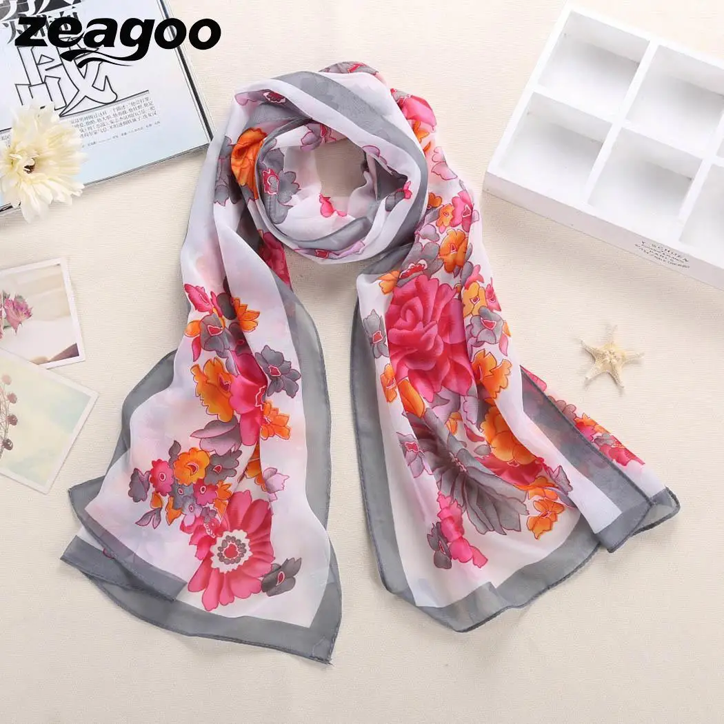 Zeagoo леди длинный модный шарф мягкий шифон флористическая накидка шаль шарфы для