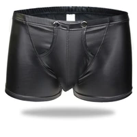 leather sexy mens underwear boxers brand open front crotchless boxer shorts men u convex low waist male boxershorts underpants