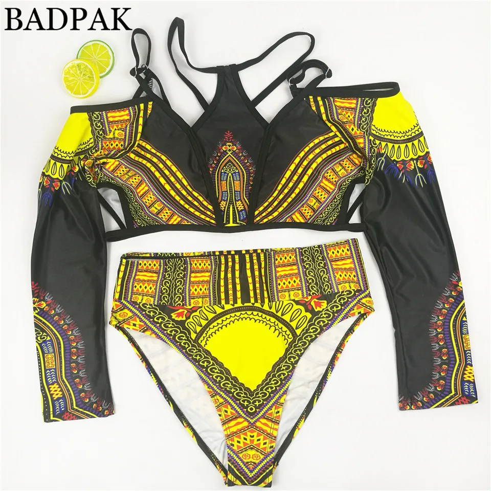 Badpak с длинным рукавом бикини Сёрфинг ванный комплект Одежда заплыва костюм для