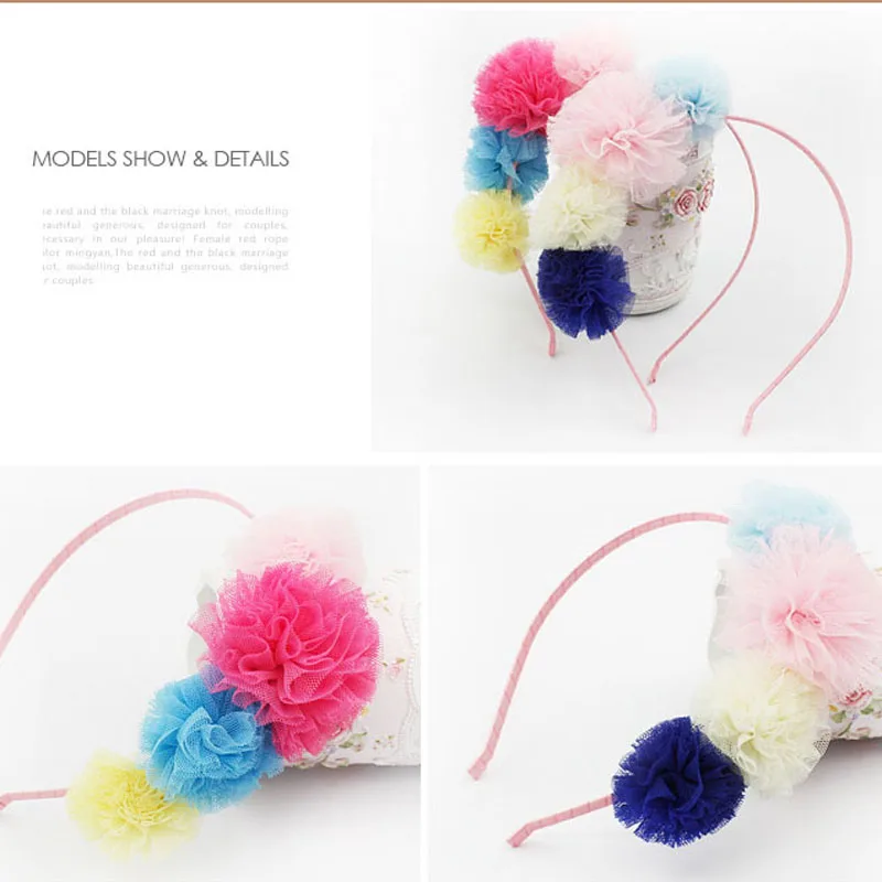 Multi-color Gauze Ball Headband Beautiful Tulle Hairband Girl Mesh Summer Head Wear Fresh Pretty Classic Children Hair Accessory |