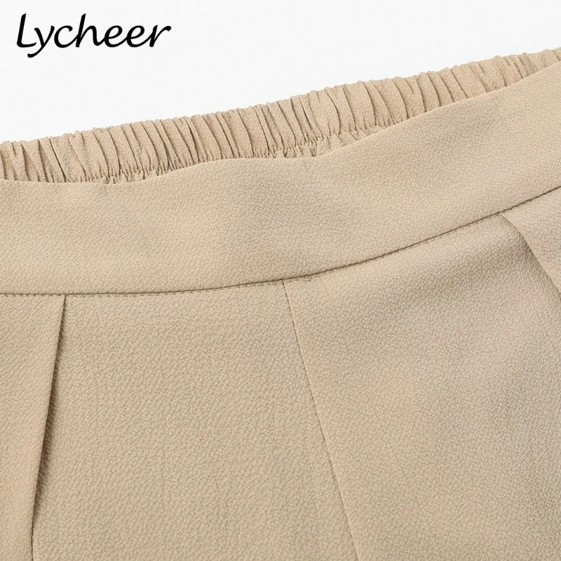 Lycheer 2019 весна лето элегантные женские брюки с широкими штанинами эластичные