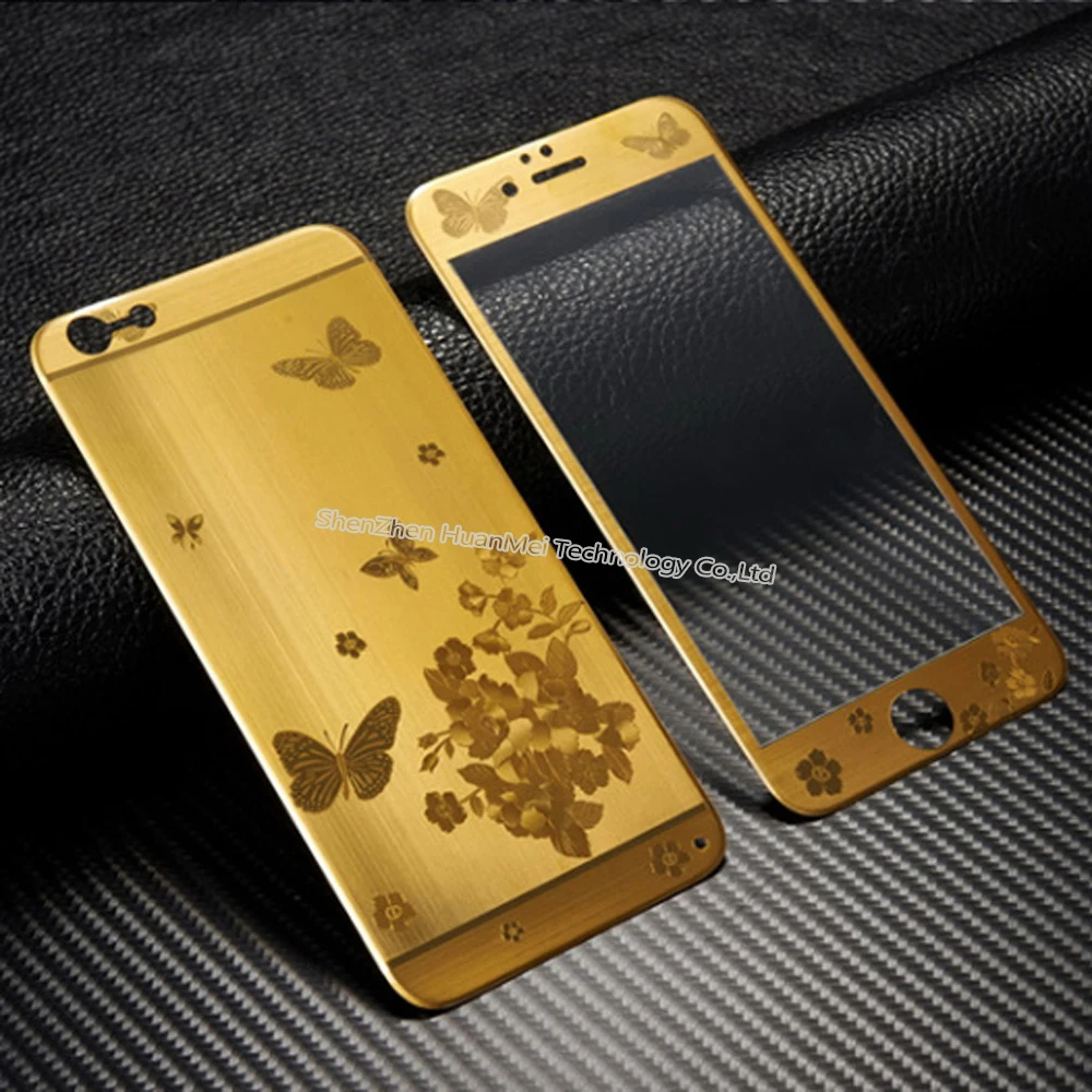 Для iphone 6 S Передняя + задняя золотая 3D углеродное волокно мягкая полноцветная