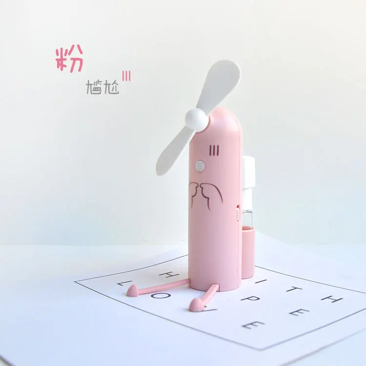 Pink Креативный Кронштейн для мобильного телефона с мультипликационным распылителем, мини-вентилятор, портативный usb-вентилятор, небольшой вентилятор для наружной зарядки - Цвет: Pink