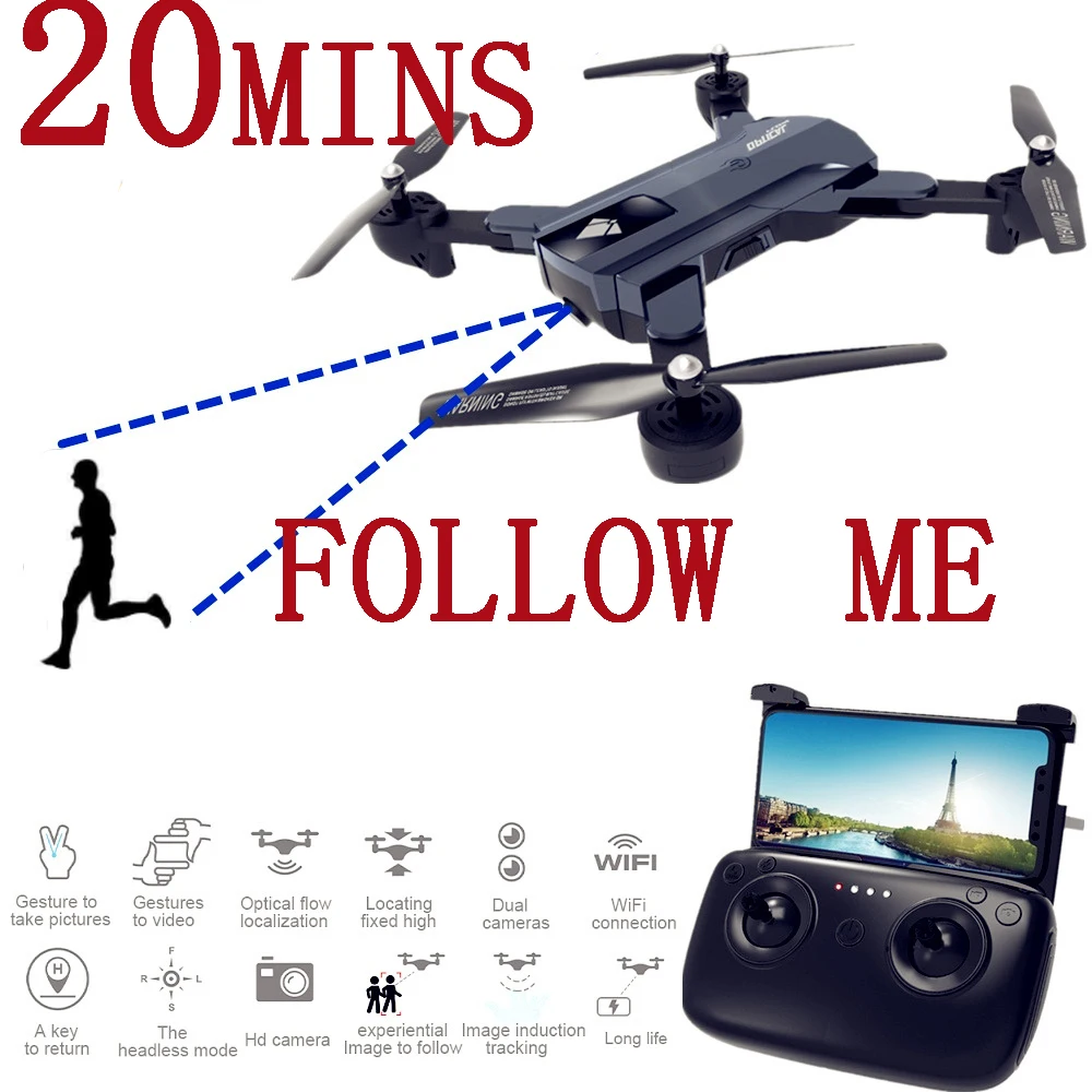 X196 Дрон 20 мин. Дроны с камерой HD 2MP RC гоночный следуй за мной FPV Радиоуправляемый