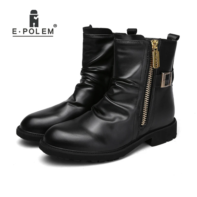 

Split Side Boot Genuine Leather Boots Spring/Autumn Side Zipper Light Ankle Boots Warm Winter Velvet Boots Shoes Footwear