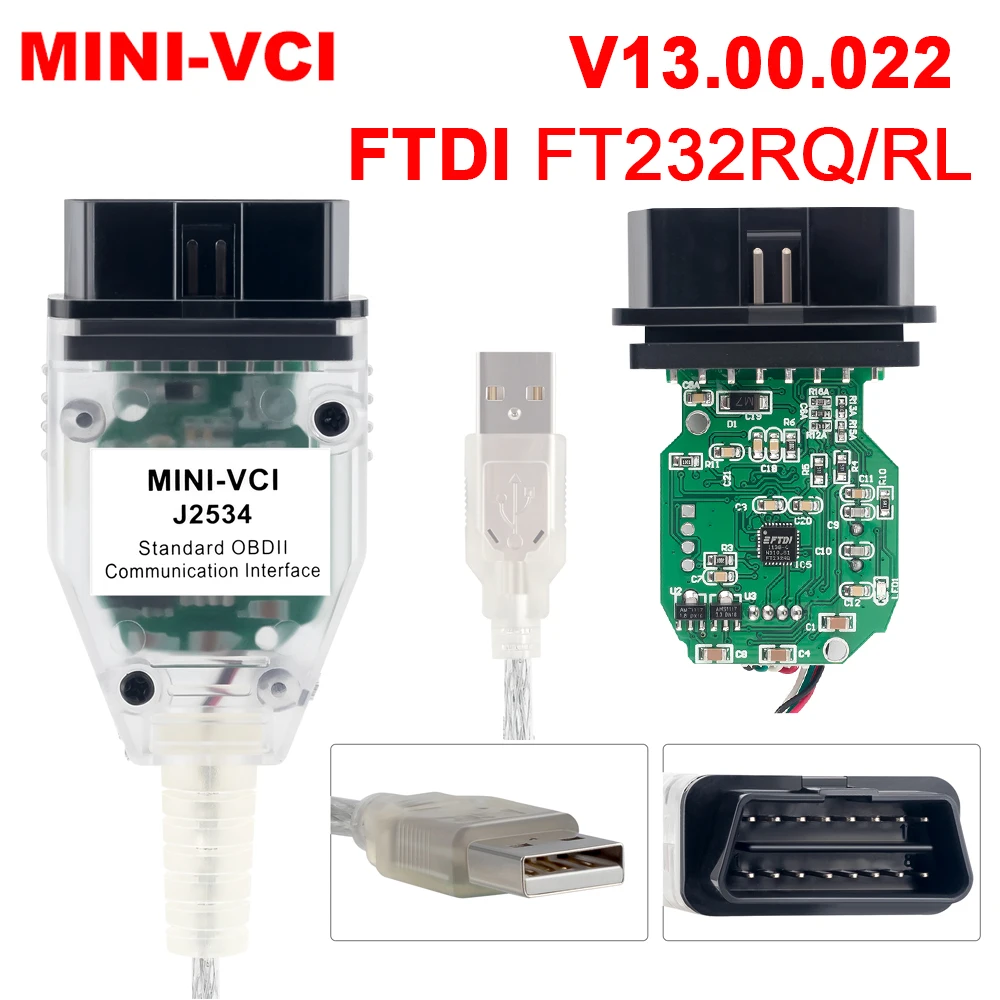 Диагностический мини-разъем V13.00.022 последняя obd2 Интерфейс для TOYOTA TIS Techstream MINI-VCI FT232RL FT232RQ чип J2534 OBDII диагностический кабель