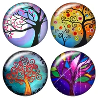 colorful tree of life beauty 10pcs mixed 12mm16mm18mm25mm round photo glass cabochon demo flat back making findings zb0436