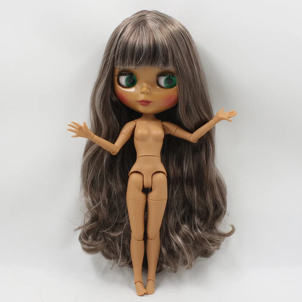

ICY DBS Blyth doll brown mix grey hair dark skin joint body 1/6 bjd 30cm toy