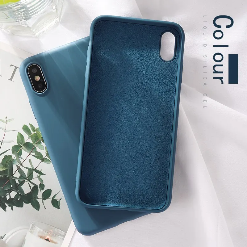 BLUE Официальный жидкий силиконовый чехол для телефона для iphone 11 Pro MAX XS MAX XR 7 8 6 Plus мягкий гелевый резиновый противоударный чехол из микрофибры - Color: BLUE