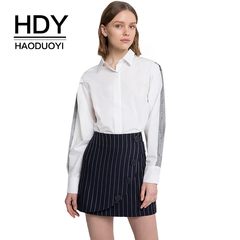 Рубашка Haoduoyi Женская белая однотонная для студентов на весну |