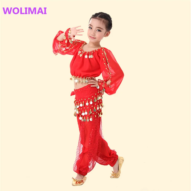 Костюмы для танца живота 5 шт./компл. индийское платье детей детские костюмы