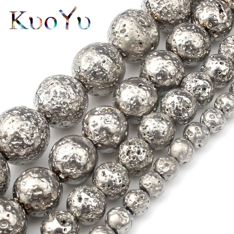 Серебряное покрытие камень из вулканической лавы Diy Шарм браслет натуральный