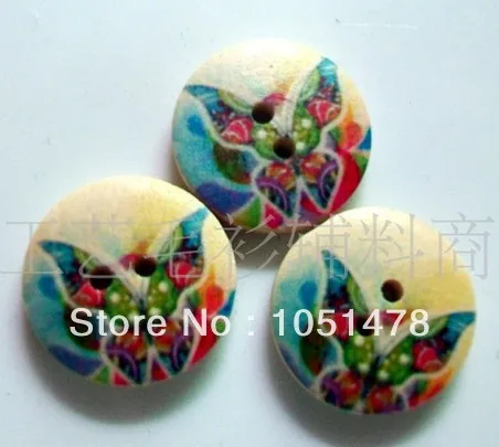 Wholesale High Quality Garment Accessories 20mm Clothing sewing natural Wooden Buttons with Printed butterfly shaped 17|accessories fan|button