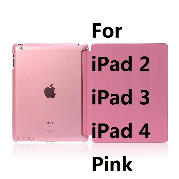 For iPad 234 Pink QUWIND ультра тонкий складной чехол из искусственной кожи с кристальной жесткой задней смарт-подставкой для iPad 2 iPad 3 iPad 4 Mini 1 2 3 4 5 - Цвет: For iPad 234 Pink