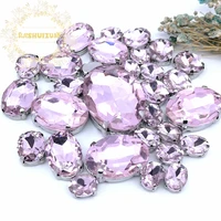 5 sizes 30pcs free shipping pink oval shape glass crystal sew on rhinestones with calw diy wedding decoration