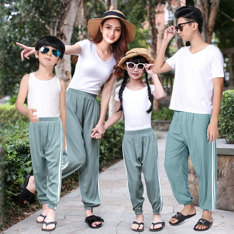 Летние штаны-шаровары одинаковая семейная одежда повседневные брюки для матери