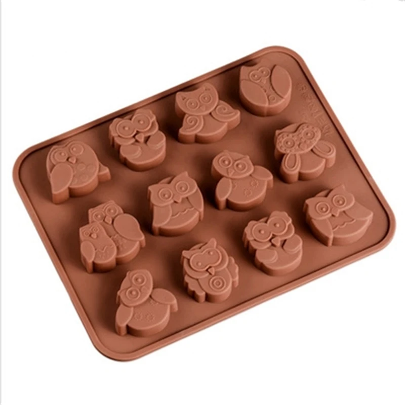 Supply Silicone Mold 12 Cartoon Owl Shape DIY Cake Decorated Chocolate Cute Animal Handmade Baking Tool 100% Brand New QY60 | Дом и сад
