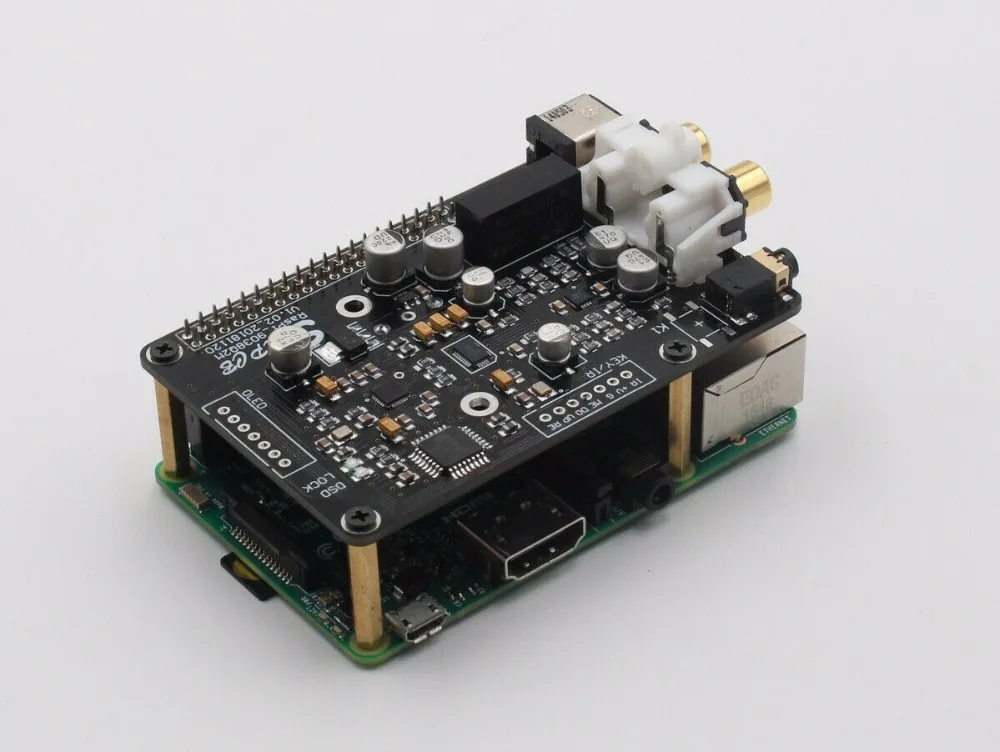 V2019 ES9038 ES9038Q2M ЦАП мини DSD ies DAC OPA1612 для Raspberry Pi 3B и 3B+ Звуковая карта цифровой сетевой плеер VOLUMIO MOODE
