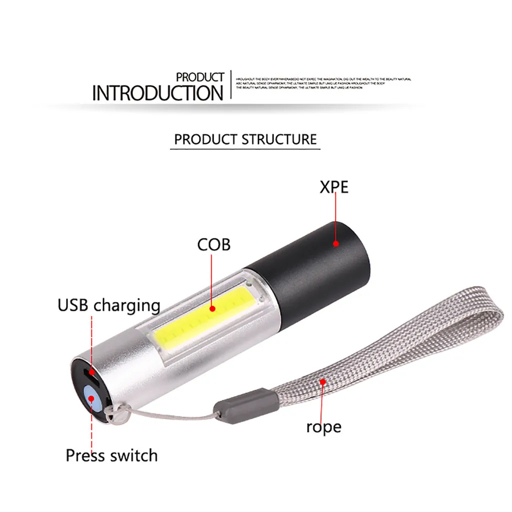 COB Flashlight Zoom Lighting New Handheld Mini Hard Light Powerful Torch Zoomable Outdoors | Лампы и освещение
