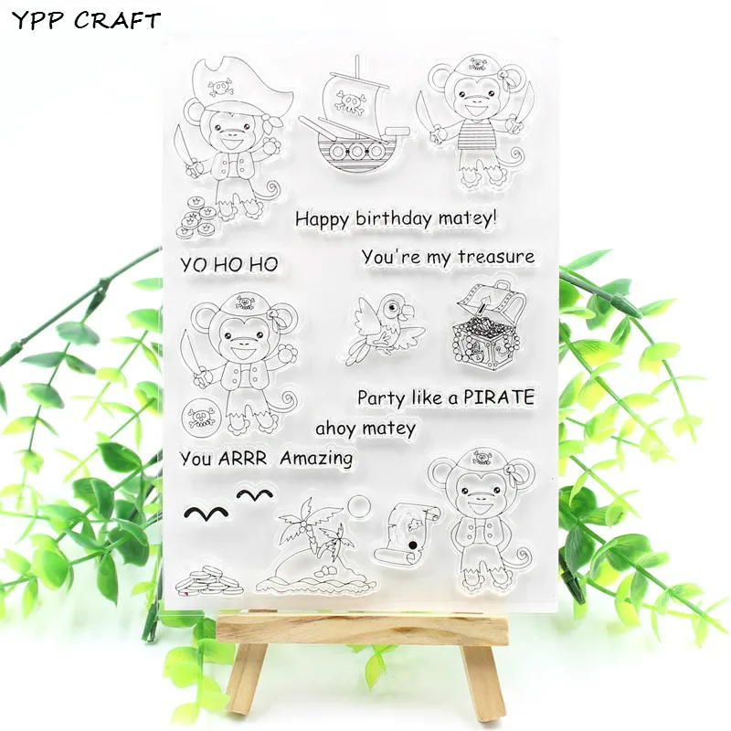 YPP CRAFT Пиратская обезьяна прозрачные силиконовые штампы для сделай сам