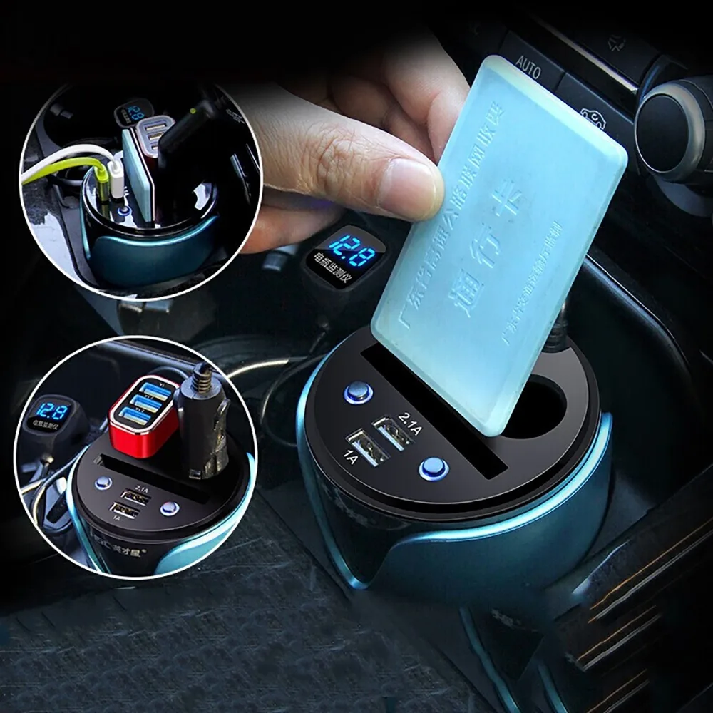 Автомобильное зарядное устройство 2 usb порта адаптер питания чашка энергии
