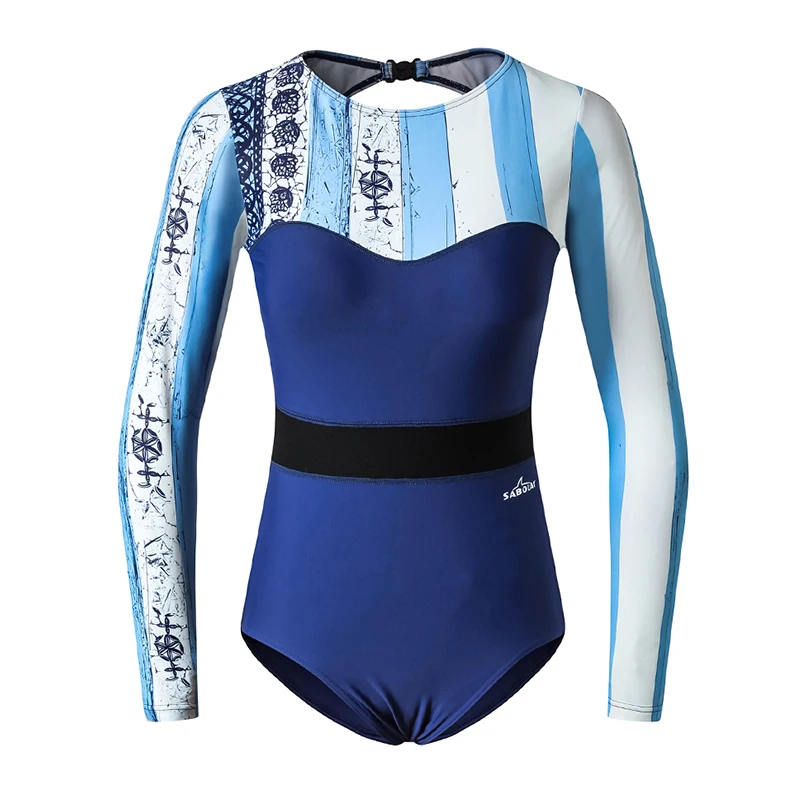 Летние UPF50 + женское платье с длинным рукавом Рашгард купальный костюм новый 2019