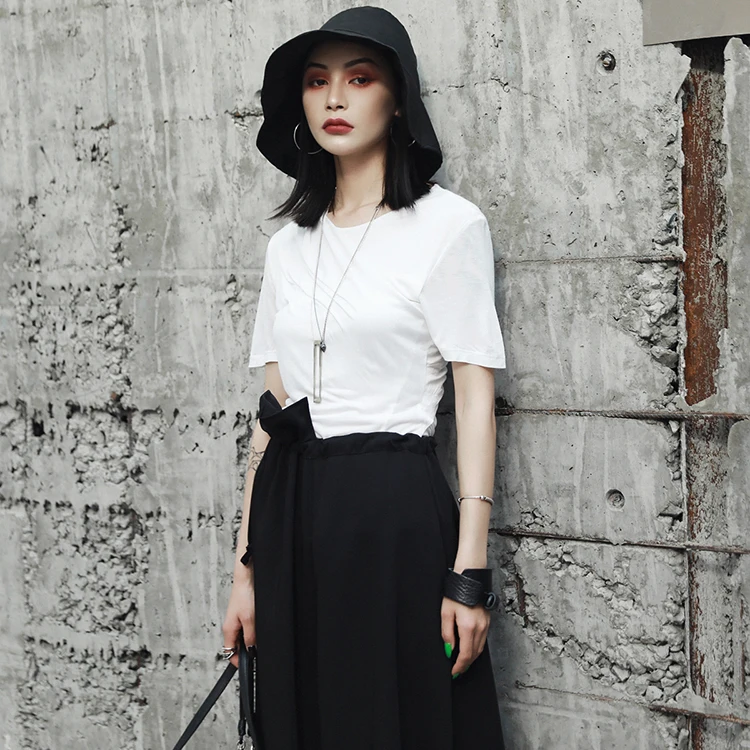 Женские летние топы Cakucool белая черная футболка Harajuku новый дизайн Корейская