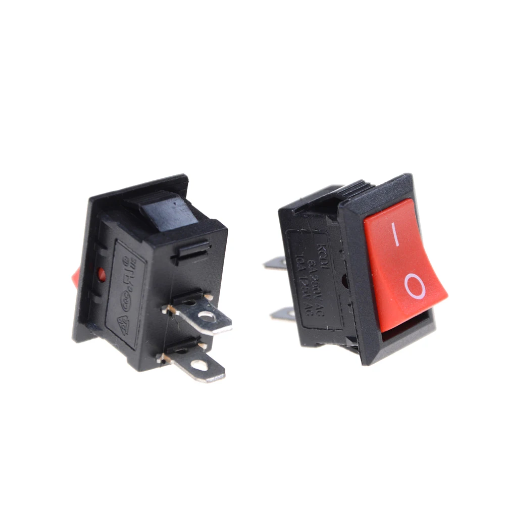 10pcs RED 15*21MM SPST 2PIN ON/OFF Boat Rocker Switch 250V 6A Car Dash Dashboard Truck RV ATV | Switches
