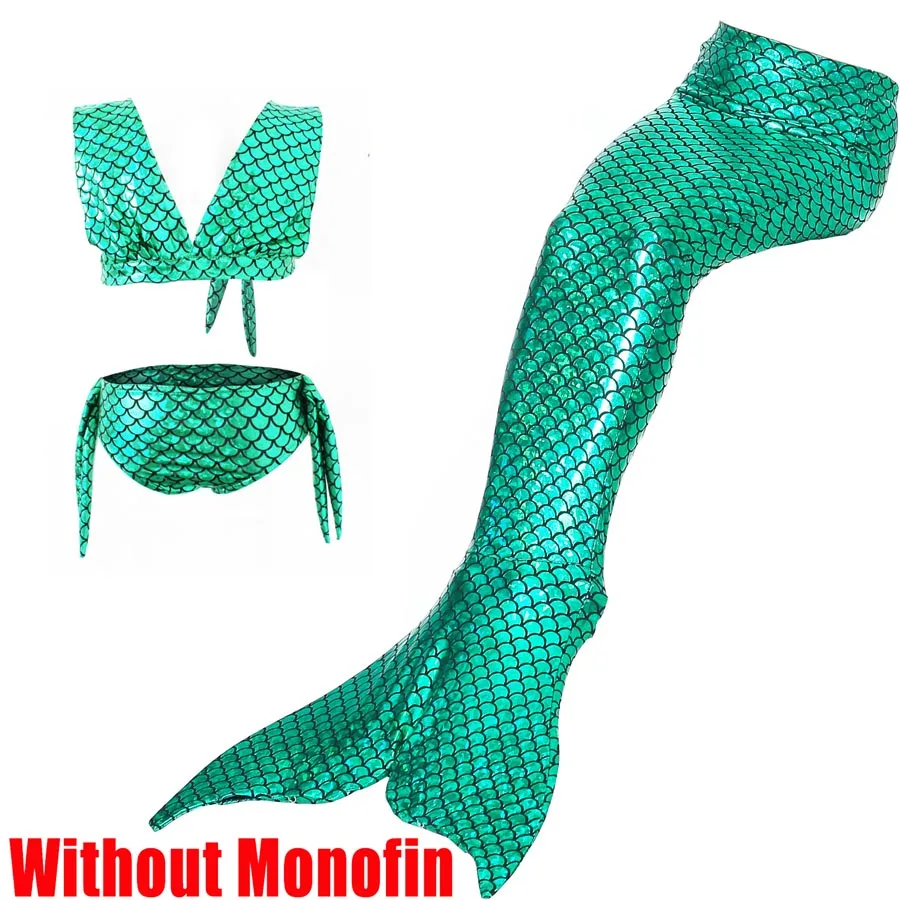 3pcs Without Monofin Детский купальный Купальник для косплея с хвостом русалки для девочек, купальный костюм с монофина - Цвет: 3pcs Without Monofin