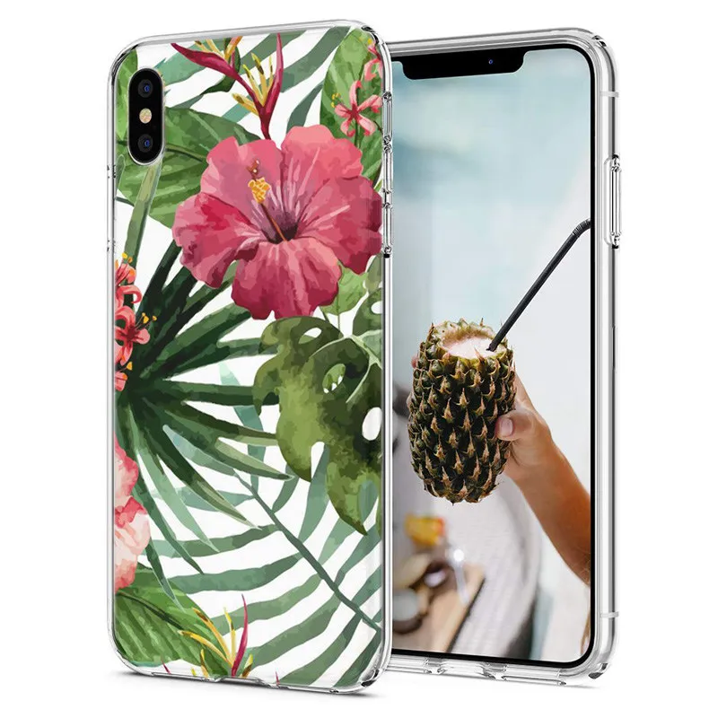 Для iPhone X XS XR корпус Обложки Мода цветок кактуса ТПУ Мягкая силиконовая задняя