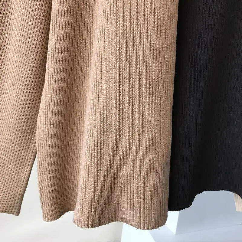 ALPHALMODA без рукавов Вязанный жилет+ трикотажные широкие брюки женские летние 2 шт повседневный комплект однобортный наряд брюки костюмы