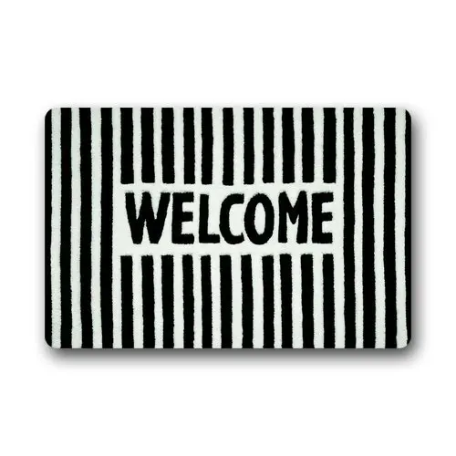 Черный и белый полосы добро пожаловать индивидуальный дверной коврик